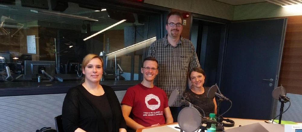 Die Gästerunde mit Moderator Stefan Römermann in der Sendung Marktplatz. (Deutschlandradio/ Stefan Römermann)