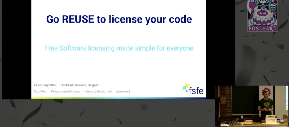 Max Mehl during his presentation at FOSDEM 2020 in Brussels
