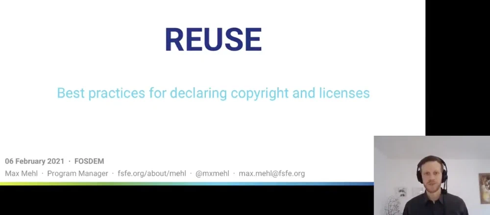 Max Mehl during his online presentation at FOSDEM 2021